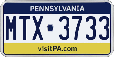 PA license plate MTX3733