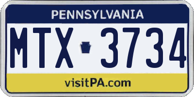 PA license plate MTX3734