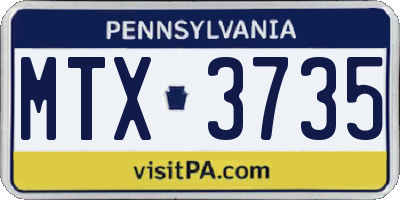 PA license plate MTX3735