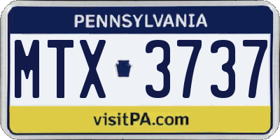 PA license plate MTX3737