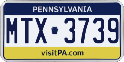 PA license plate MTX3739