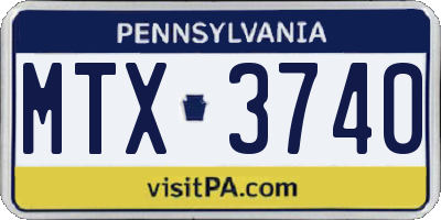 PA license plate MTX3740