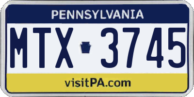 PA license plate MTX3745