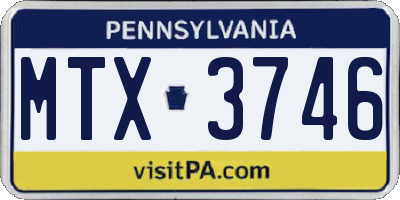 PA license plate MTX3746