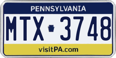 PA license plate MTX3748