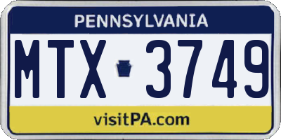 PA license plate MTX3749