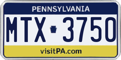 PA license plate MTX3750