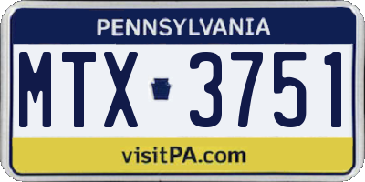 PA license plate MTX3751