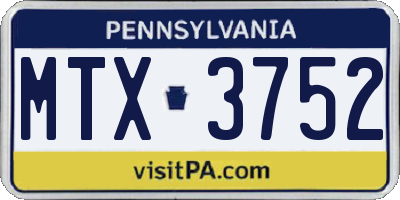PA license plate MTX3752