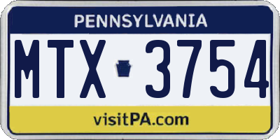 PA license plate MTX3754