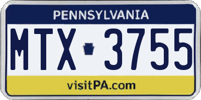 PA license plate MTX3755