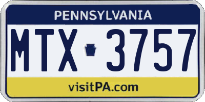 PA license plate MTX3757