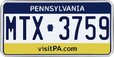 PA license plate MTX3759