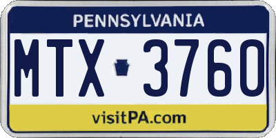 PA license plate MTX3760