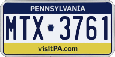 PA license plate MTX3761