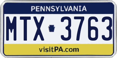 PA license plate MTX3763