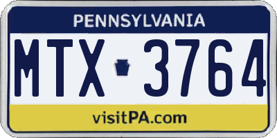 PA license plate MTX3764