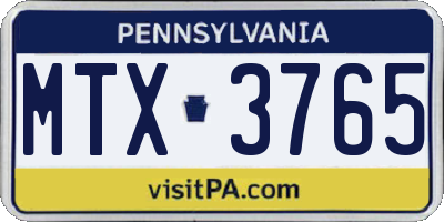PA license plate MTX3765