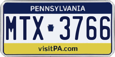 PA license plate MTX3766