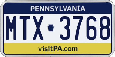 PA license plate MTX3768