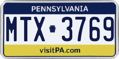 PA license plate MTX3769