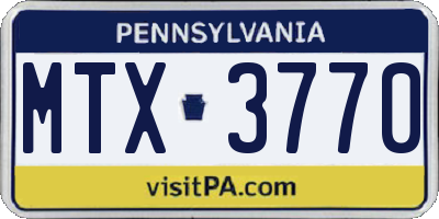 PA license plate MTX3770