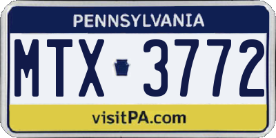 PA license plate MTX3772