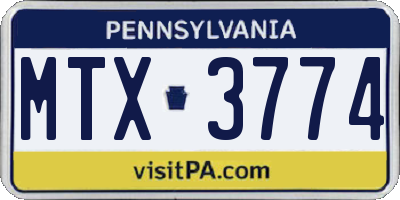 PA license plate MTX3774
