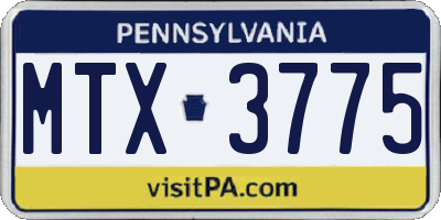 PA license plate MTX3775