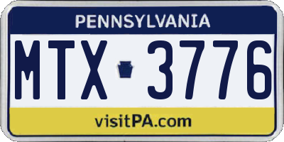 PA license plate MTX3776