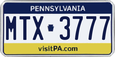PA license plate MTX3777