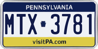 PA license plate MTX3781