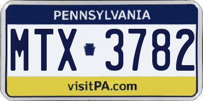 PA license plate MTX3782