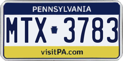 PA license plate MTX3783