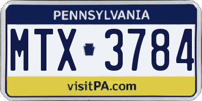 PA license plate MTX3784