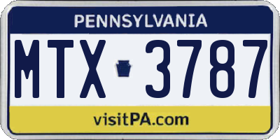 PA license plate MTX3787