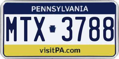 PA license plate MTX3788
