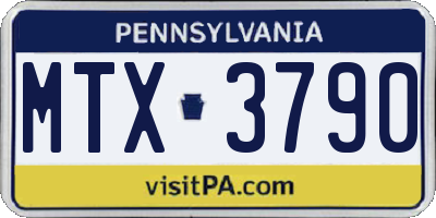 PA license plate MTX3790