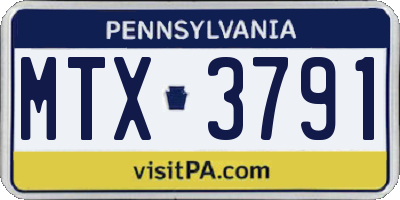 PA license plate MTX3791