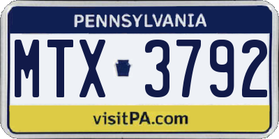 PA license plate MTX3792