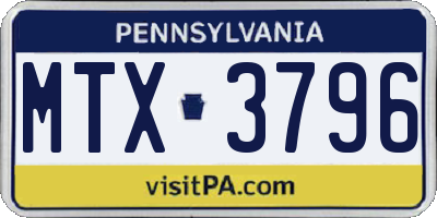PA license plate MTX3796