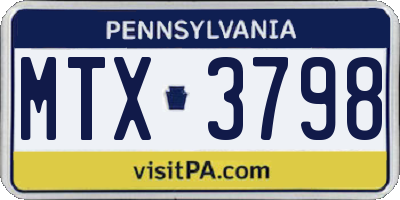 PA license plate MTX3798