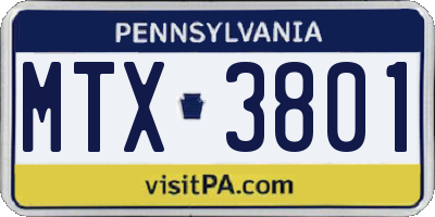 PA license plate MTX3801