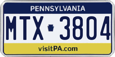 PA license plate MTX3804