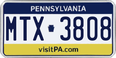 PA license plate MTX3808