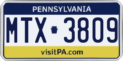 PA license plate MTX3809