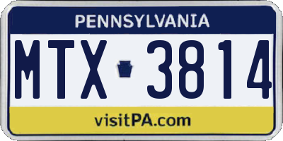 PA license plate MTX3814