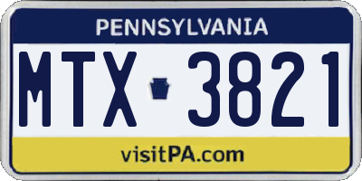 PA license plate MTX3821
