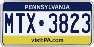 PA license plate MTX3823
