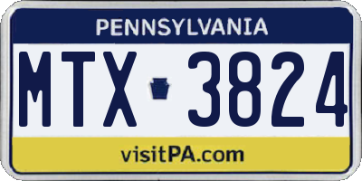 PA license plate MTX3824